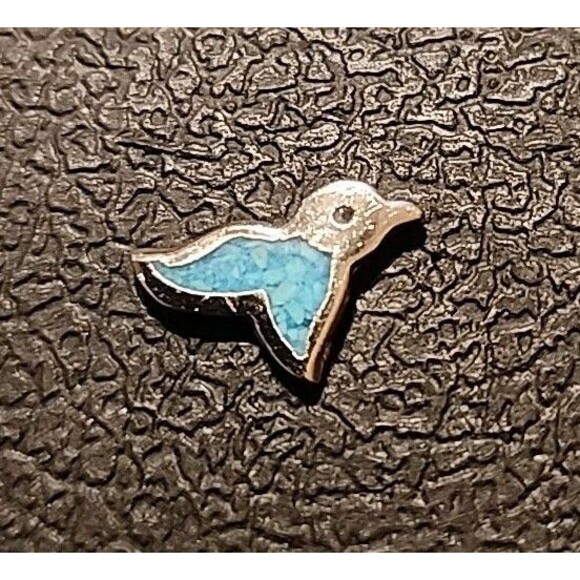 Unbranded Jewelry - Vintage Bird Enamel Lapel Hat Tie Pin - Silver-tone & Turquoise